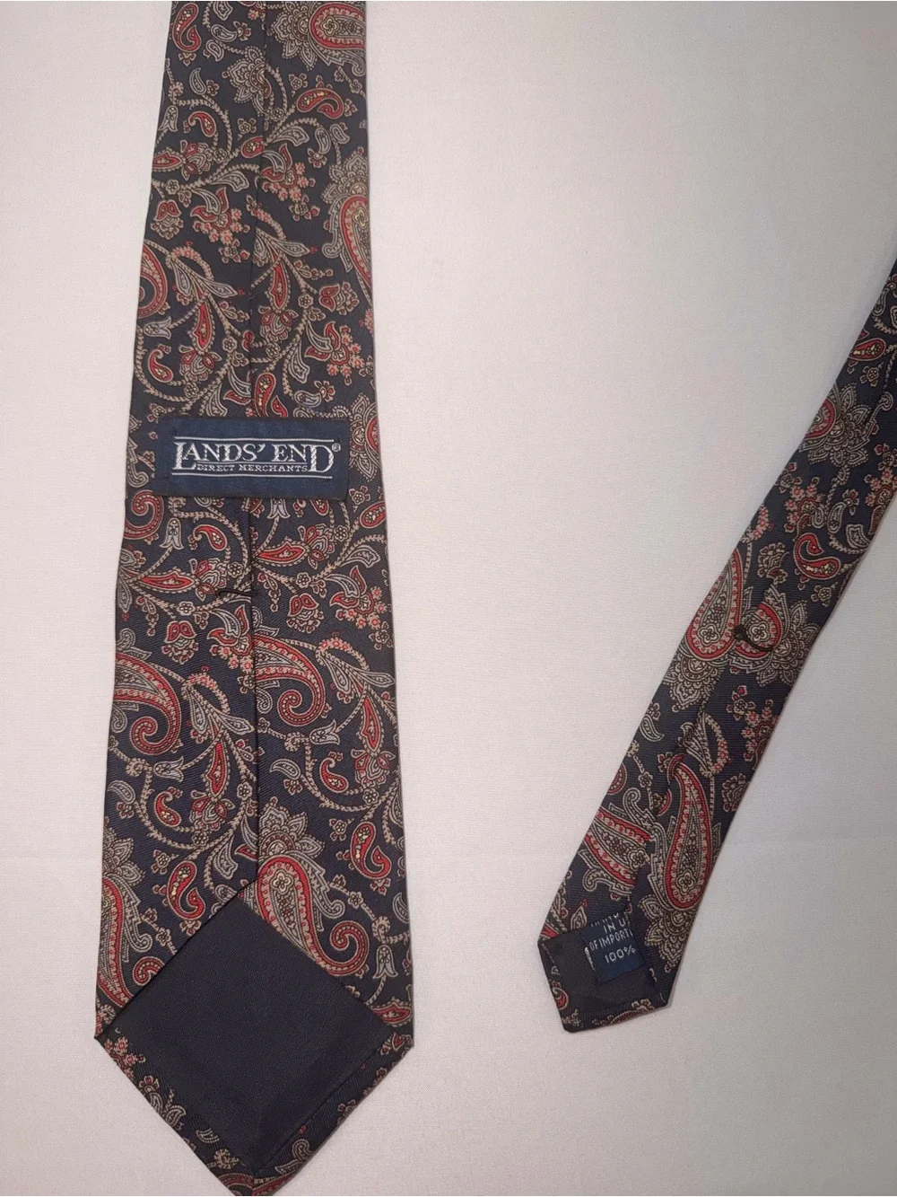Vintage Lands’ End  Direct Merchants 100% Silk Paisley Necktie Made in USA